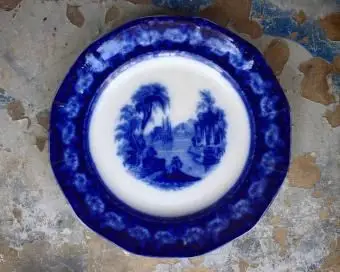 Antyczny Flow Blue Ironstone Płyta Excelsior Wzór