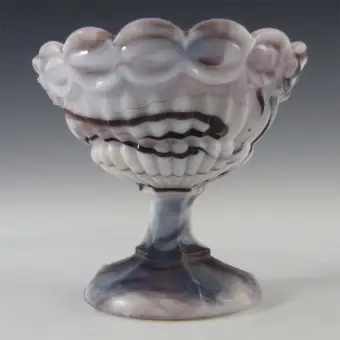 빅토리아 보라색 슬래그 유리 발 그릇