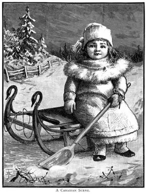 Kanadische Winterszene mit Schlitten