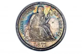 Moneda de diez centavos sentada de 1871-CC