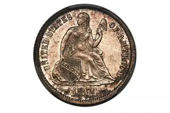 1874-CC Flechas de moneda de diez centavos
