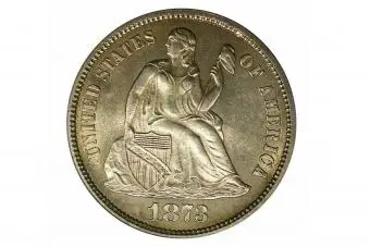 1873-CC Moneda de diez centavos sin flechas