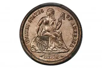 Moneda de diez centavos con flechas de 1873-CC