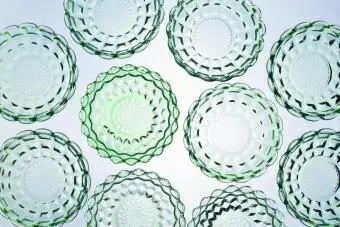 Grüne Depression Glasschalen - Anchor Hocking Waterford Muster