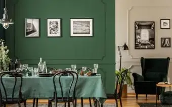 תפאורה ירוקה, לבנה ושחורה