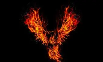 Pássaro Fênix queimando fogo