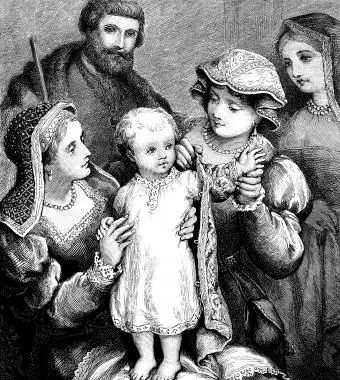 תינוק מלכותי עם נשים מעריצות