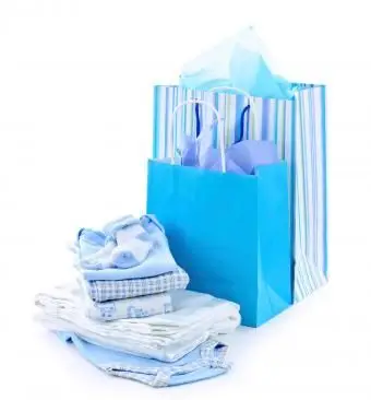 Colección de regalos de baby shower en azul