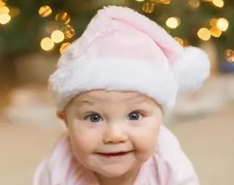 Dziewczynka w różowym Santa hat Santa