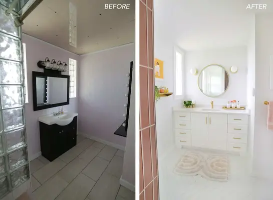 before and after of bathroom