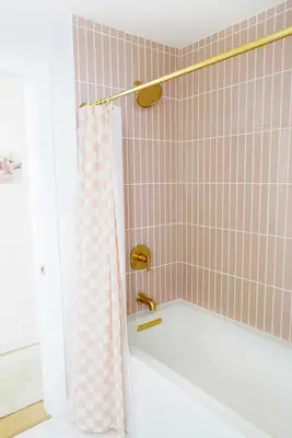 pink tile shower