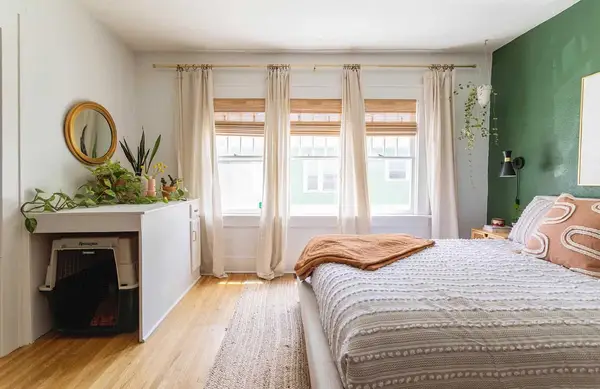 Green and White Main Bedroom Before + After