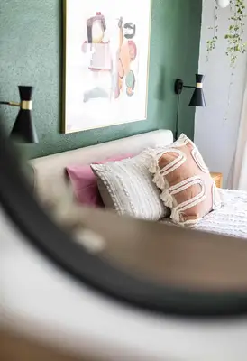 Green and White Main Bedroom Before + After