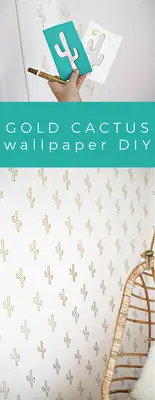 Gold Cactus Wallpaper DIY