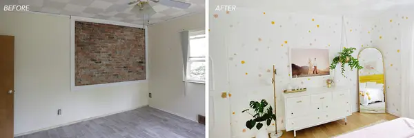 before and after versions of room