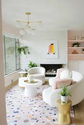 view of living room couch and fireplace