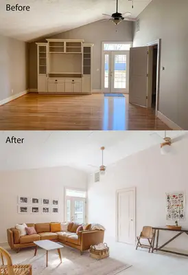 Holiday House Living Room Before & After