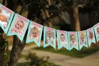 Banner com foto da primeira festa de aniversário