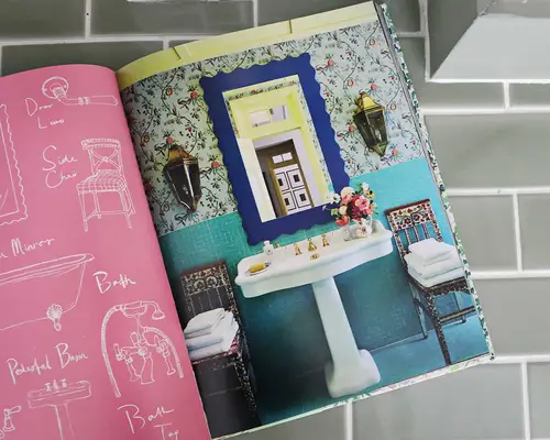 open book on tiled fireplace