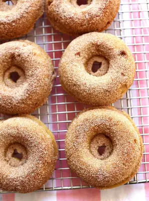 Baked Apple Donuts with Cinnamon Sugar