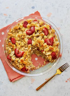 Strawberry Shortcake přes noc pečená ovesná vločka