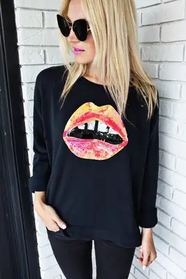Nos lèvres sont des sweats-shirts à paillettes bricolage