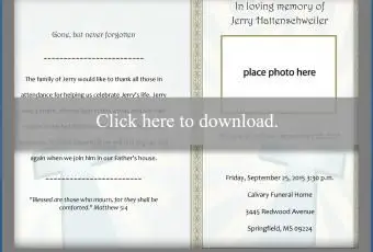 Modèle de programme de funérailles croisées plié