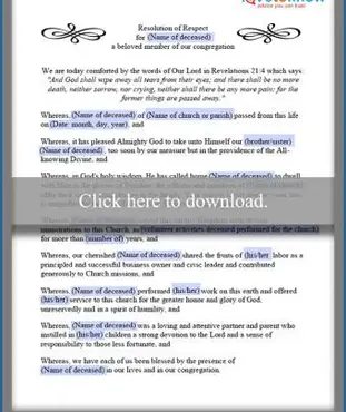 Modèle de résolution de funérailles pastorales