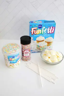 ingredients for sprinkle birthday cake pop