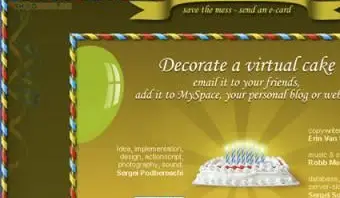 צילום מסך של אתר מעצב עוגות וירטואלי