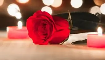 Rote Rose und Kerzen