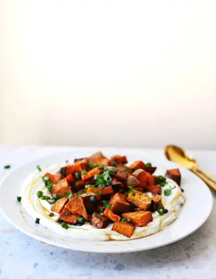 Roasted Sweet Potatoes with Whipped Feta