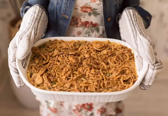 Caçarola de macarrão de feijão verde