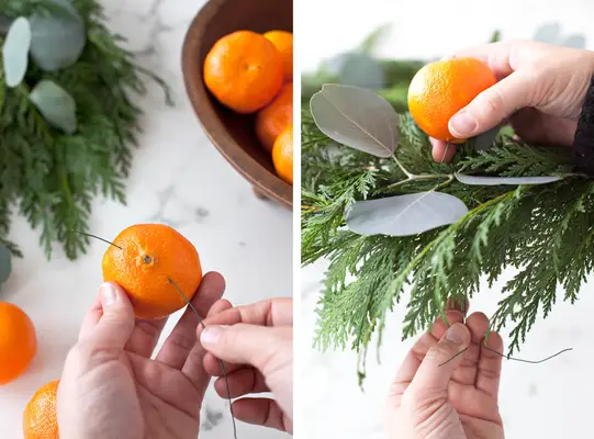 make your own fresh mandarin wreath