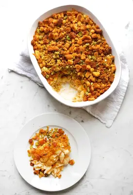 Stuffing Topped Baked Mac & Cheese
