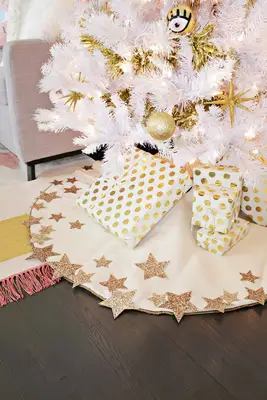 Saia de árvore de estrela glitter diy (sem costura!)