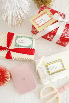 presents wrapped with gift tags attached