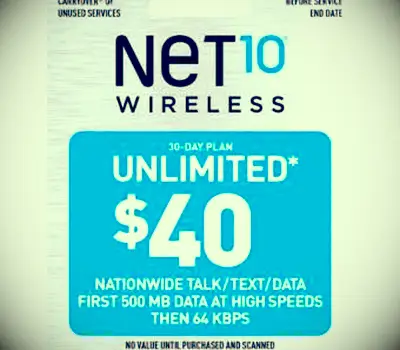 Plan de service mensuel NET10 de 30 jours