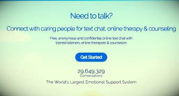 Screenshot der 7 Cups-Startseite