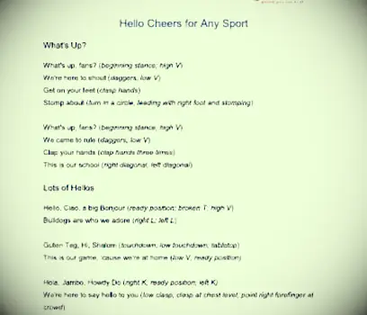 do druku cześć okrzyki dla każdego sportu