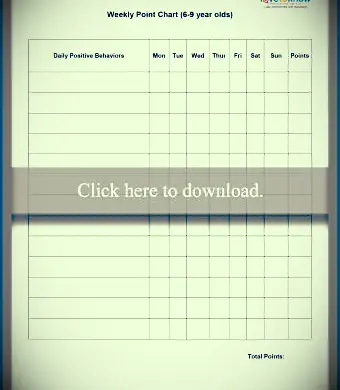 Tabla de comportamiento de puntos semanal para imprimir gratis