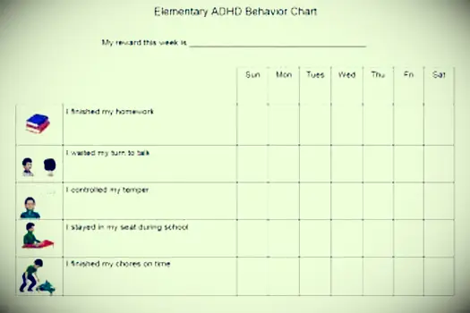 tableau de comportement élémentaire pour TDAH