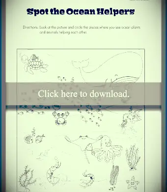 Trova il foglio di lavoro degli aiutanti dell'oceano
