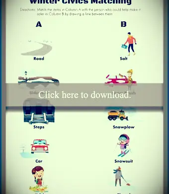 Foglio di lavoro per l'abbinamento di educazione civica invernale