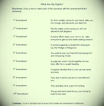 印刷可能な権利章典ワークシート