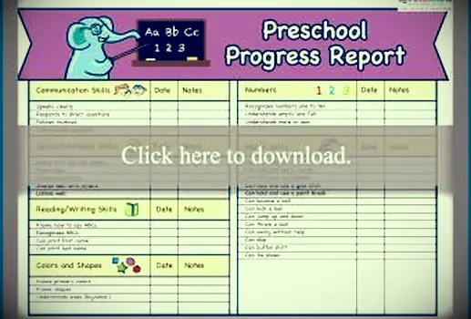 Relatórios de progresso da pré-escola 1 thumb