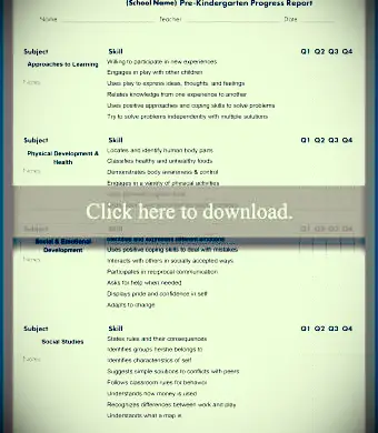 Relatório de progresso pré-K