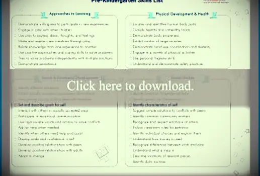 Lista de verificação de habilidades pré-K