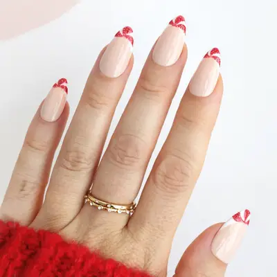 peppermint candy cane swirl french tips
