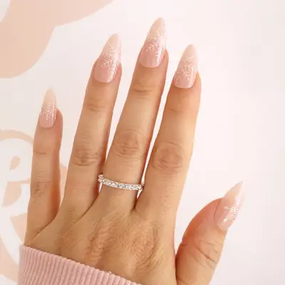 nude snowflake christmas nails